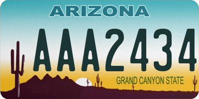 AZ license plate AAA2434