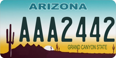 AZ license plate AAA2442