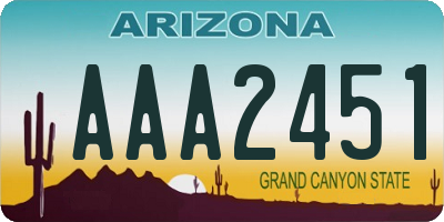 AZ license plate AAA2451