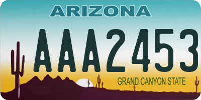 AZ license plate AAA2453