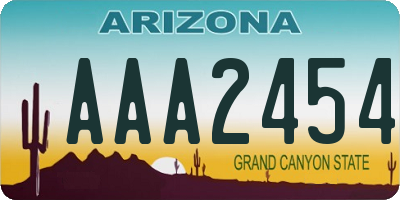 AZ license plate AAA2454