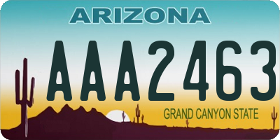 AZ license plate AAA2463