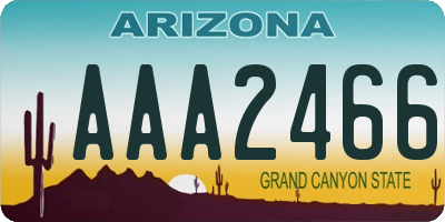 AZ license plate AAA2466