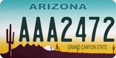 AZ license plate AAA2472