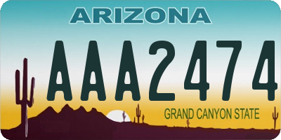 AZ license plate AAA2474