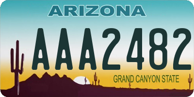 AZ license plate AAA2482