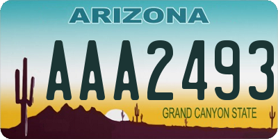AZ license plate AAA2493
