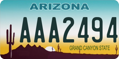 AZ license plate AAA2494