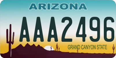 AZ license plate AAA2496