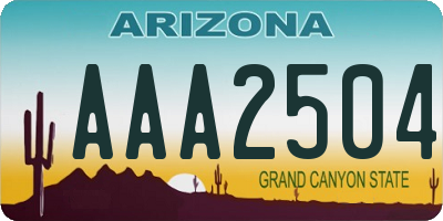 AZ license plate AAA2504