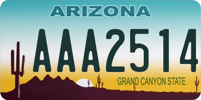 AZ license plate AAA2514
