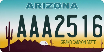 AZ license plate AAA2516