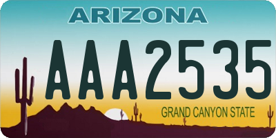 AZ license plate AAA2535