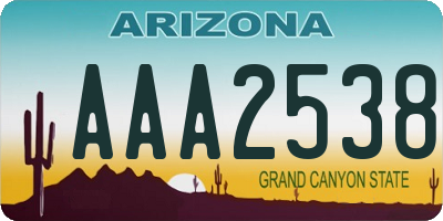 AZ license plate AAA2538