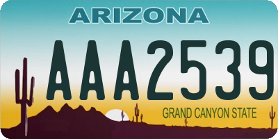 AZ license plate AAA2539