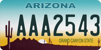 AZ license plate AAA2543