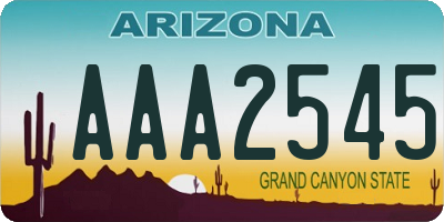 AZ license plate AAA2545