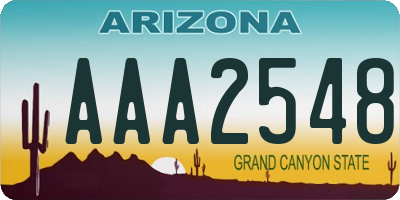 AZ license plate AAA2548