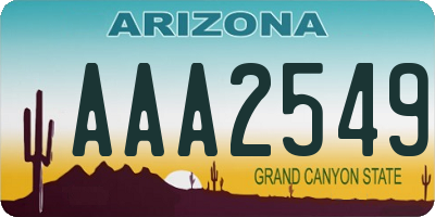 AZ license plate AAA2549