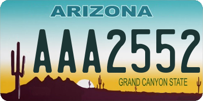 AZ license plate AAA2552