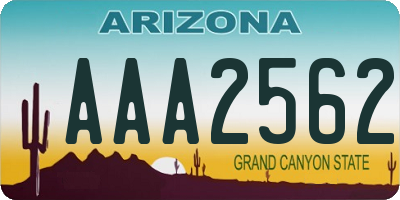 AZ license plate AAA2562