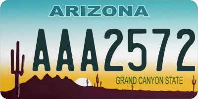 AZ license plate AAA2572