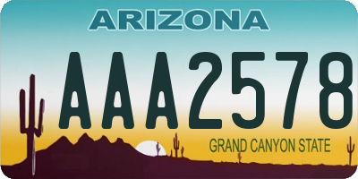 AZ license plate AAA2578