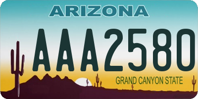 AZ license plate AAA2580