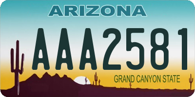 AZ license plate AAA2581