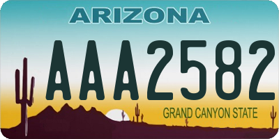 AZ license plate AAA2582
