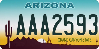 AZ license plate AAA2593