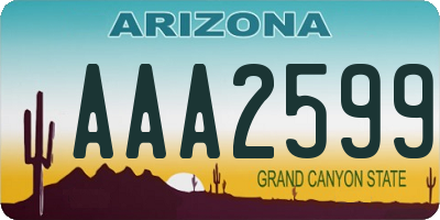 AZ license plate AAA2599