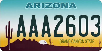 AZ license plate AAA2603