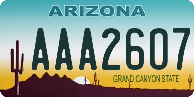 AZ license plate AAA2607