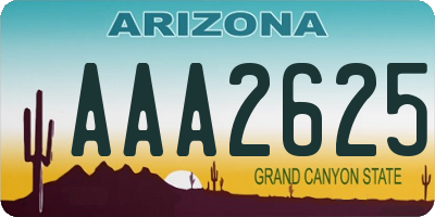 AZ license plate AAA2625