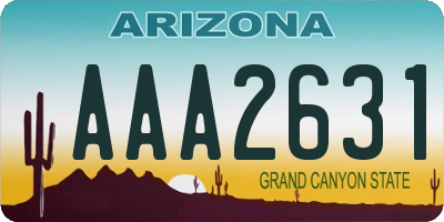 AZ license plate AAA2631