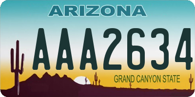 AZ license plate AAA2634