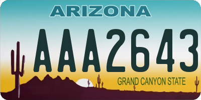 AZ license plate AAA2643