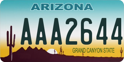 AZ license plate AAA2644