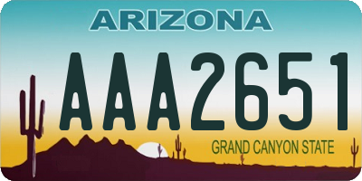 AZ license plate AAA2651