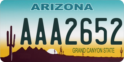 AZ license plate AAA2652