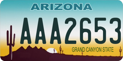 AZ license plate AAA2653