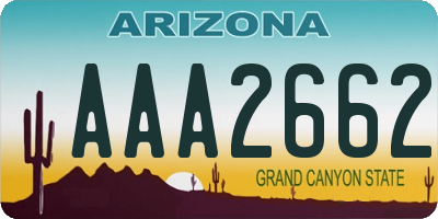AZ license plate AAA2662