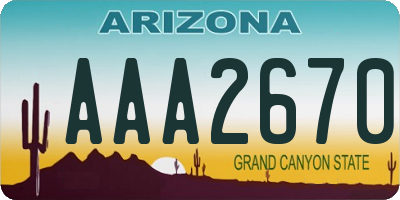 AZ license plate AAA2670