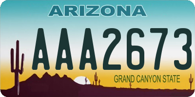 AZ license plate AAA2673