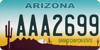 AZ license plate AAA2699