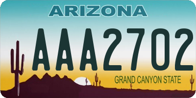 AZ license plate AAA2702