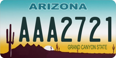 AZ license plate AAA2721