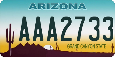 AZ license plate AAA2733