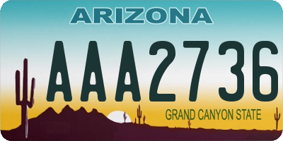 AZ license plate AAA2736